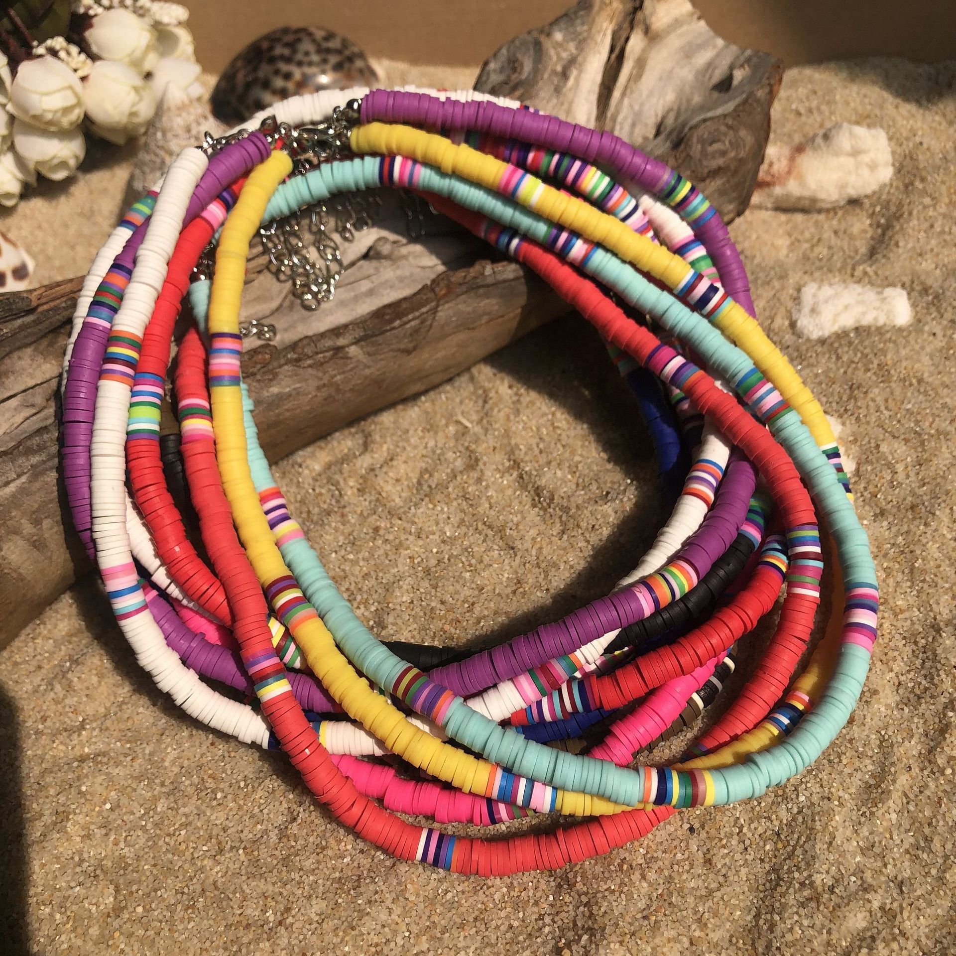 Personalized Clay Disc Collarbone Chain For Beach Casual Style_voghion.com