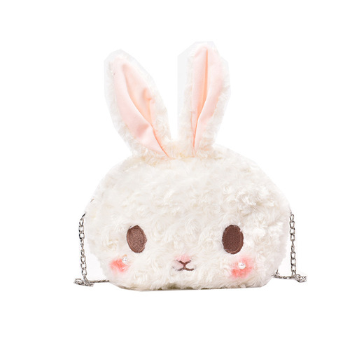 Japanese cute rabbit plush bag female Korean version ins cartoon student crossbody bag pearl shoulder strap ugly cute shoulder bag