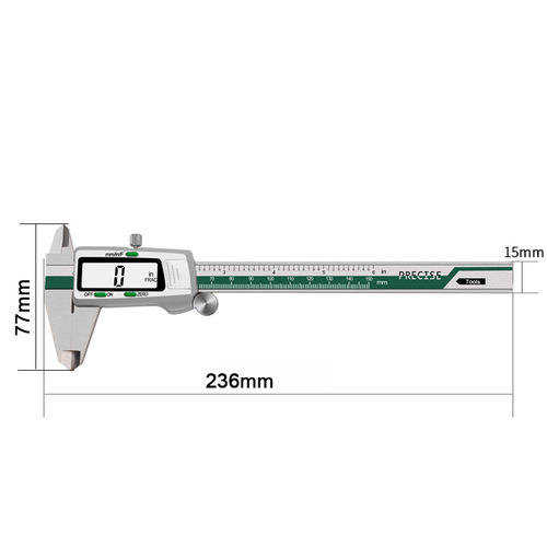 Cross-border ET50 green stainless steel vernier caliper with fractional band digital display Cross-border