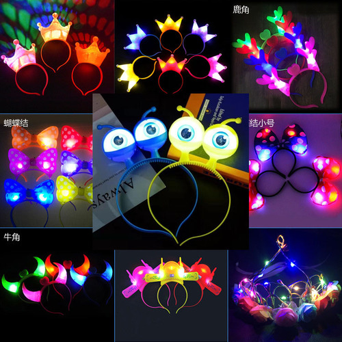 Hairpins Horned Rabbit Ears Headbands Cat Ears Children's Christmas Luminous Hairband Toys Ground Push Drainage Small Gifts