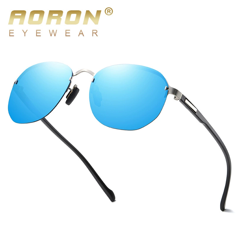 Новые модные polarized солнечные очки AORON круглой формы без оправы Prince TR legs A608