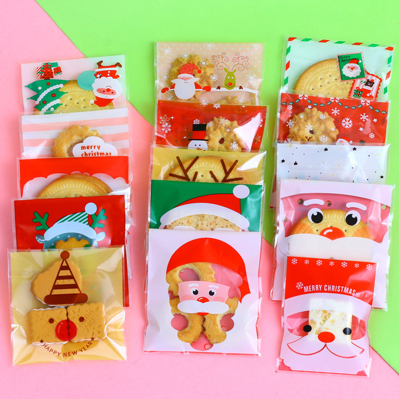 Bolsa de embalaje autoadhesiva para galletas autoadhesivas de Navidad para ancianos