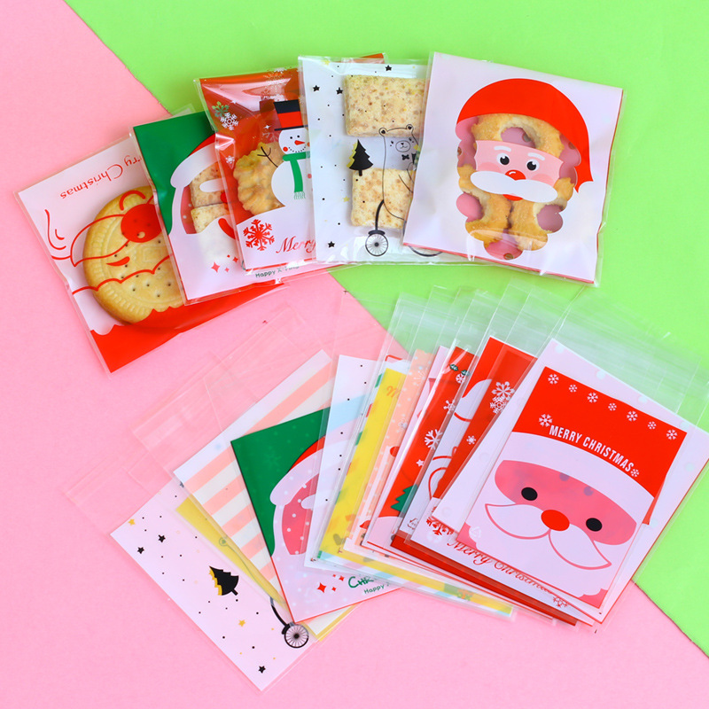 Bolsa de embalaje autoadhesiva para galletas autoadhesivas de Navidad para ancianos