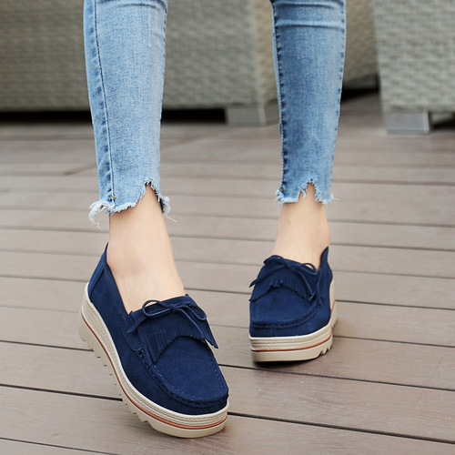 Flat shoes for women with thick soles, height-increasing, travel 