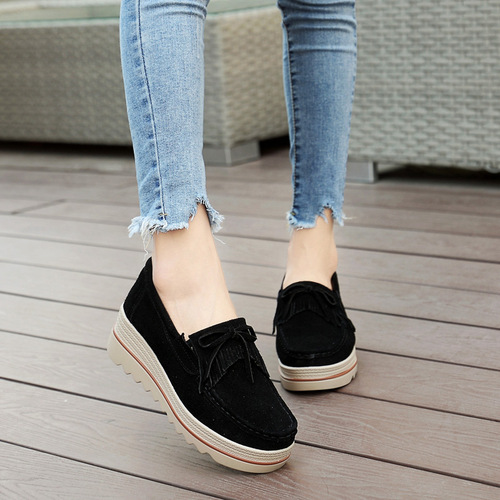 Flat shoes for women with thick soles, height-increasing, travel 