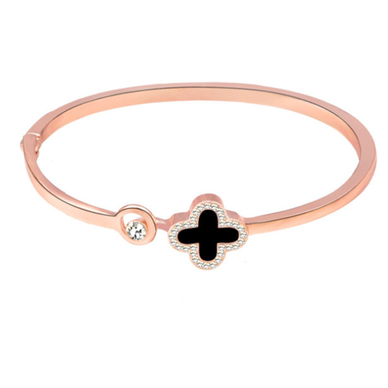 Korean Style Fashion Lucky Four-Leaf Clover Bracelet Rose Gold Environmentally Friendly Bracelet Watch Accessories Jewelry Wholesale Factory Direct Sale Korean Style Fashion Lucky Four-Leaf Clover Bracelet Rose Gold Environmentally Friendly Bracelet Watch Accessories Jewelry Wholesale Factory Direct Sale