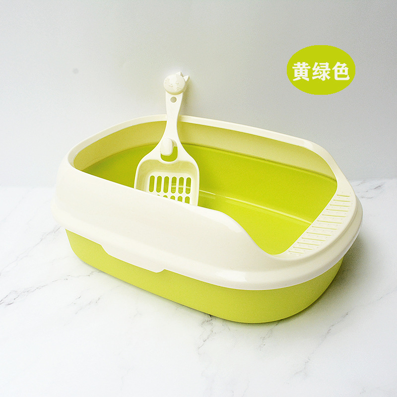 Caja de arena para gatos semi-cerrada gato inodoro anti-salpicaduras tamaño pequeño caja de arena para gatos gratis pala de arena para gatos suministros de limpieza para gatos al por mayor