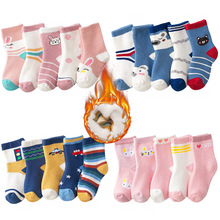 25年秋冬加绒加厚儿童袜子卡通毛圈袜1-12岁男女童保暖中筒袜批发