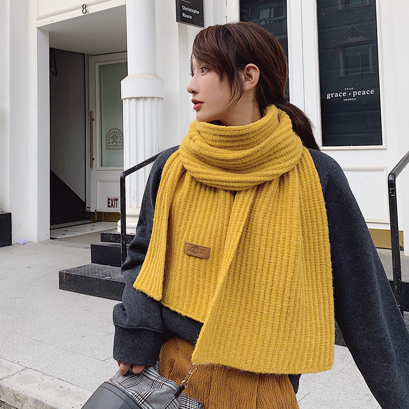 [Sra. Qian] Sydney CHINSTUDIO otoño e invierno cálido bufanda popular color sólido bufanda de lana de punto