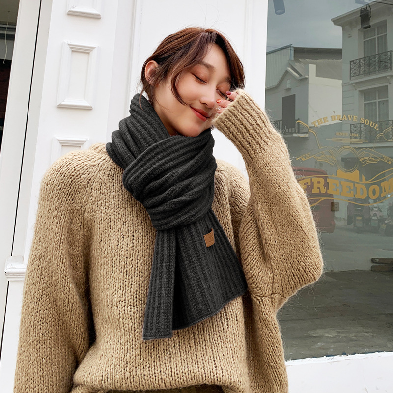 [Sra. Qian] Sydney CHINSTUDIO otoño e invierno cálido bufanda popular color sólido bufanda de lana de punto