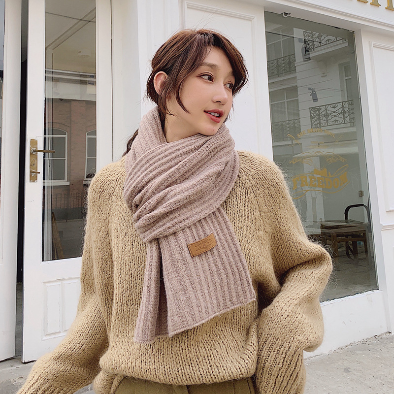 [Sra. Qian] Sydney CHINSTUDIO otoño e invierno cálido bufanda popular color sólido bufanda de lana de punto