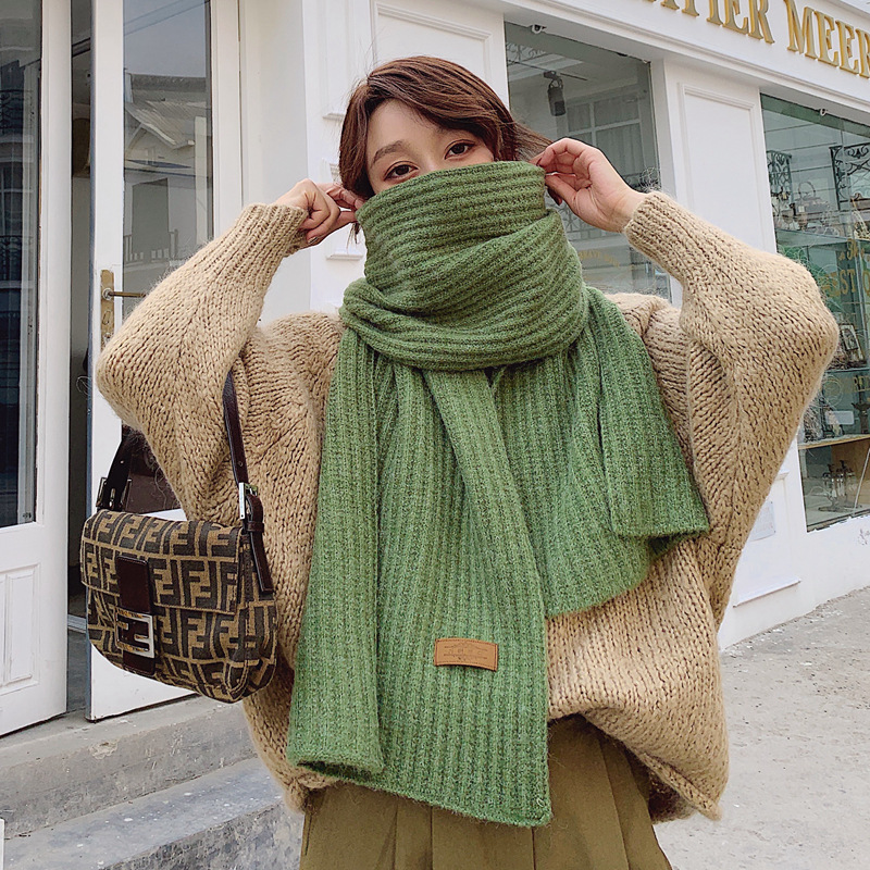 [Sra. Qian] Sydney CHINSTUDIO otoño e invierno cálido bufanda popular color sólido bufanda de lana de punto