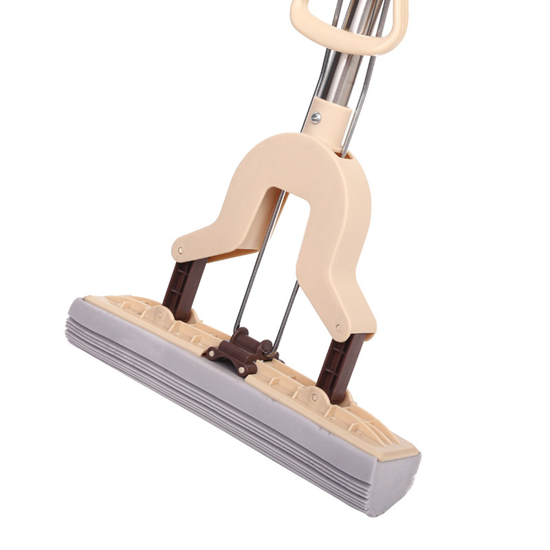 Wholesale pva rubber cotton mop household squeeze sponge mop stainless steel hands-free wash lazy mop cleaning supplies