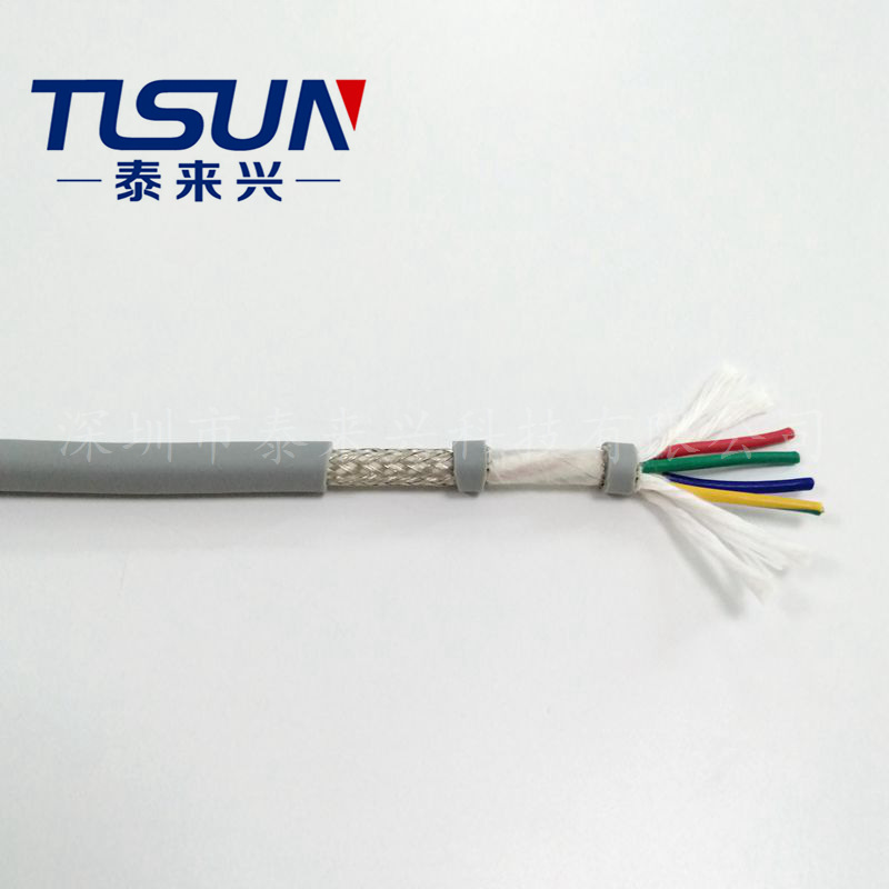 厂家直销 CE认证 HF-CY-JB 4芯0.5平方 高柔性编织屏蔽拖链电缆线