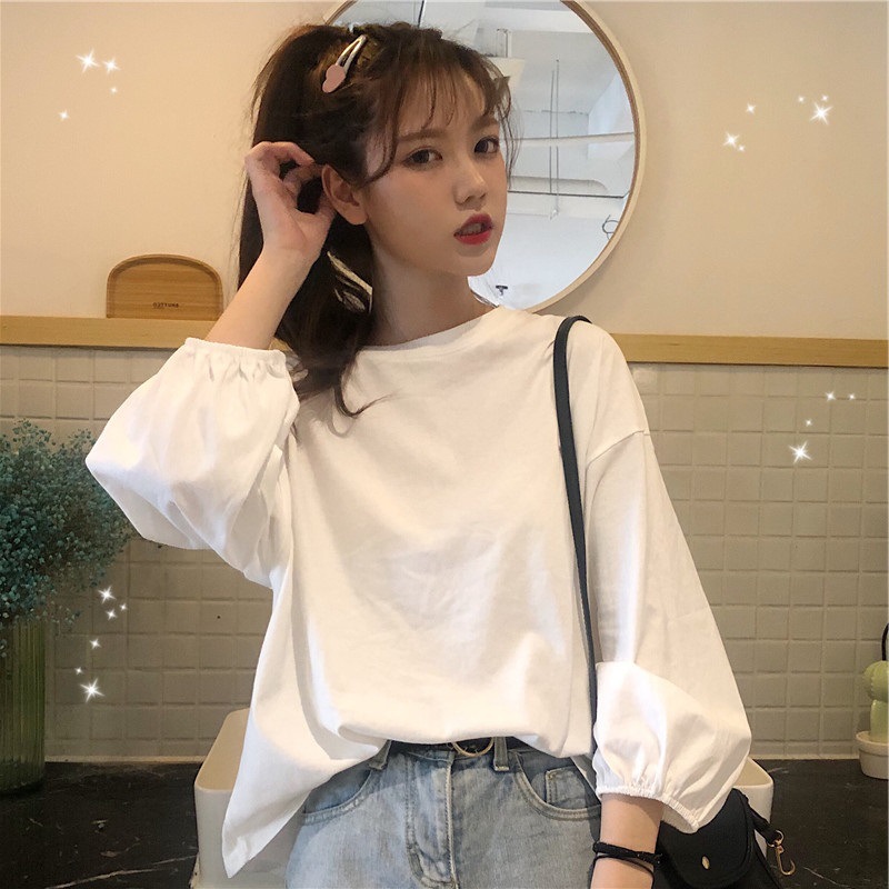 Blusa de manga larga para mujer, estilo coreano 2026, elegante, dulce, retro, adelgazante, con fruncido y manga farol, efecto rejuvenecedor, para principios de otoño image 1