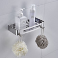 304不锈钢方形带钩浴室置物架卫生间化妆品收纳架置物架 跨境供