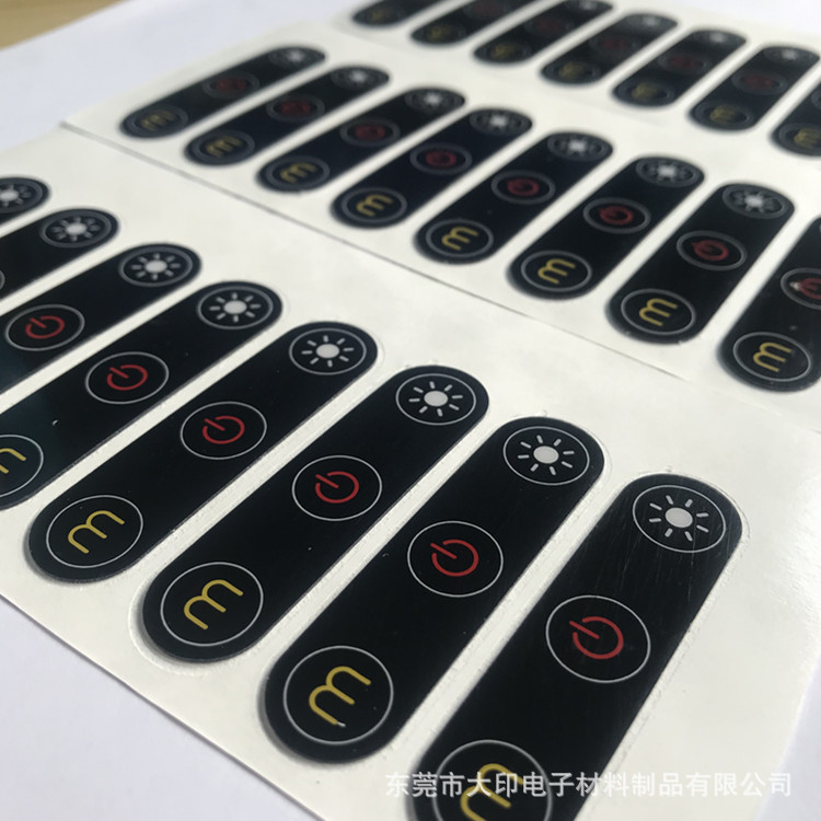 丝印工艺 触控按键装饰面板PET薄膜 丝印清晰背面带防水双面胶
