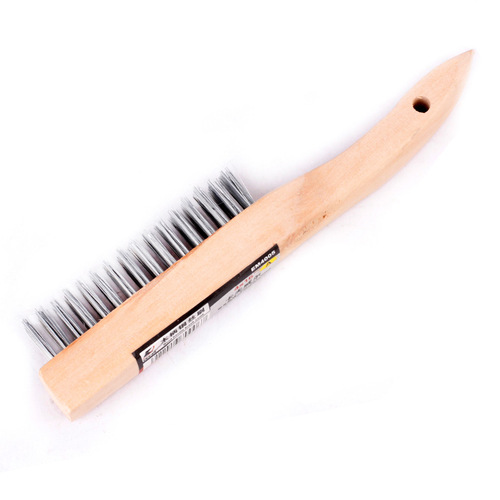 Kraftwell Wooden Handle Wire Brush Floor Brush Industrial Brush Stainless Steel Floor Brush Hard Bristle Brush Paint Brush