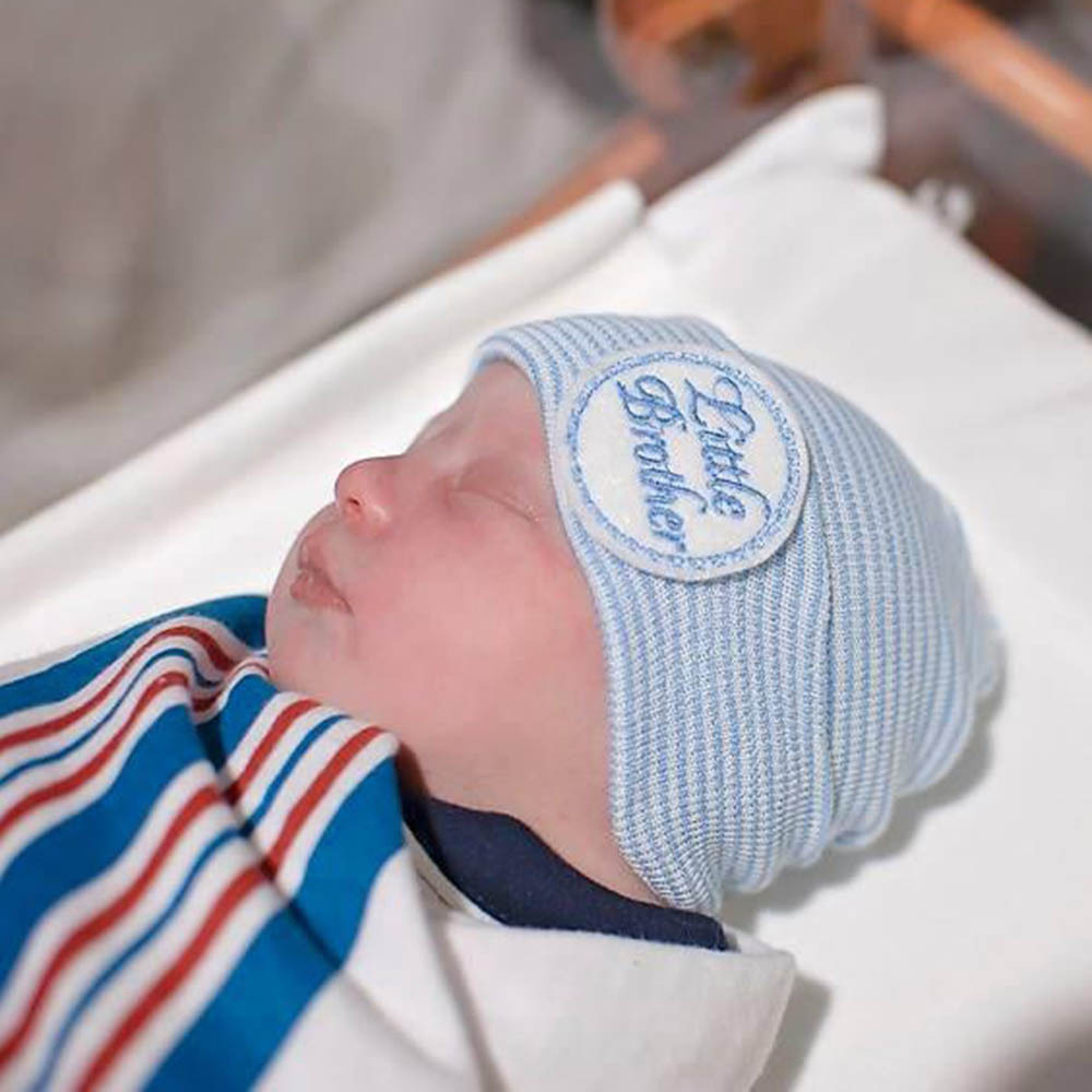 婴儿帽子2019年新款卡通刺绣贴标新生儿胎帽 宝宝针织帽欧美