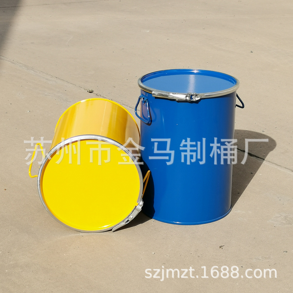 原厂20L升装树脂硅胶压盘铁桶 5加仑PUR专用桶直板开盖小铁桶
