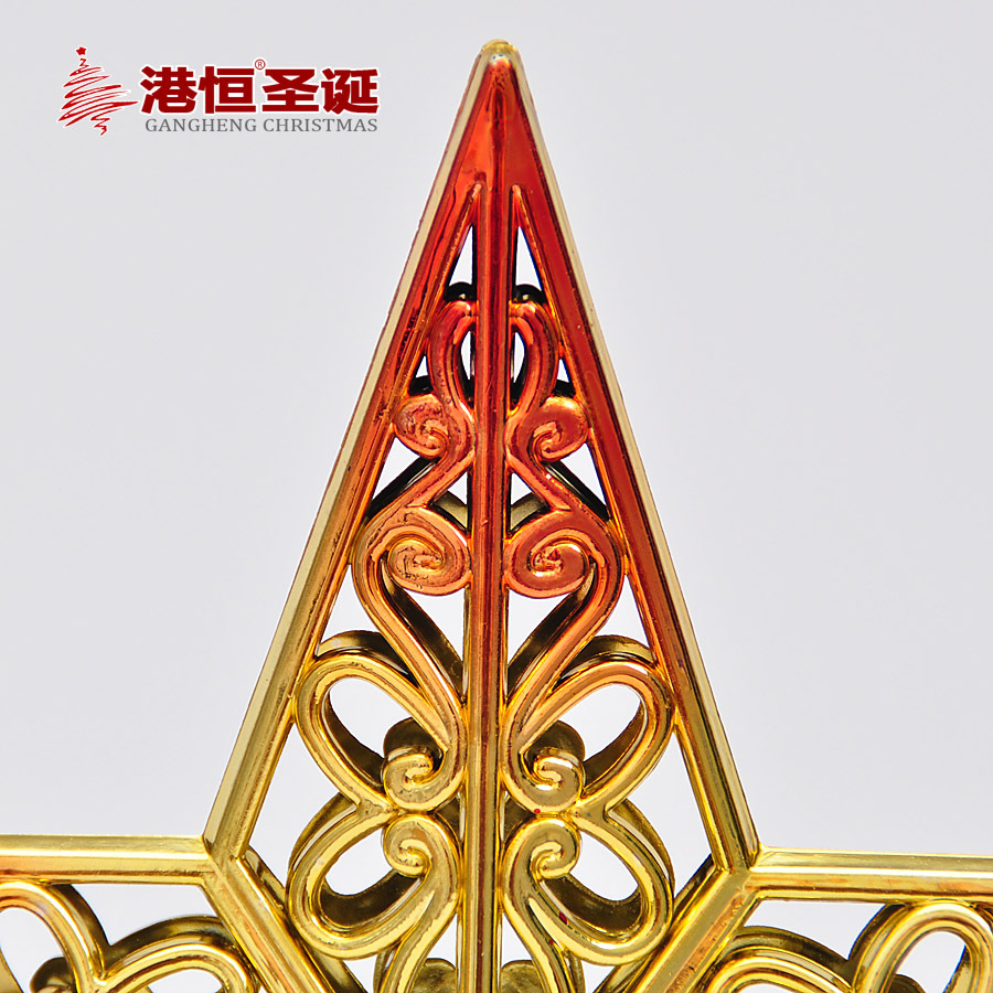 Adorno de Estrella para Árbol de Navidad, Estrella de Cinco Puntas, Tridimensional, Hueca, Chapada en Oro Plástico