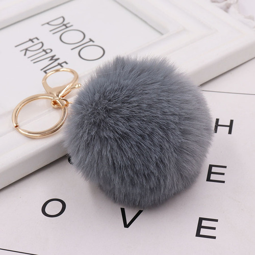 Autumn and winter imitation Rex rabbit fur ball key chain, fashionable ladies bag pendant, plush car key chain pendant wholesale