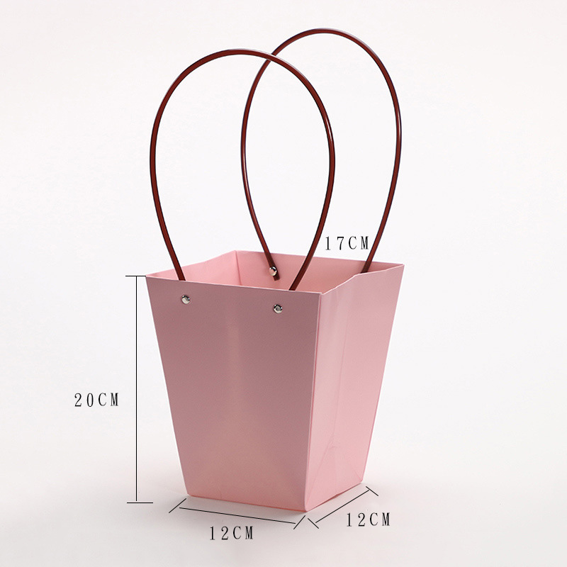 Bolsa de flores de piel de vaca portátil a prueba de agua bolsa de papel Kraft caja de flores floral arreglo floral bolsa de regalo flor bolsa de mano bolsa de ramo