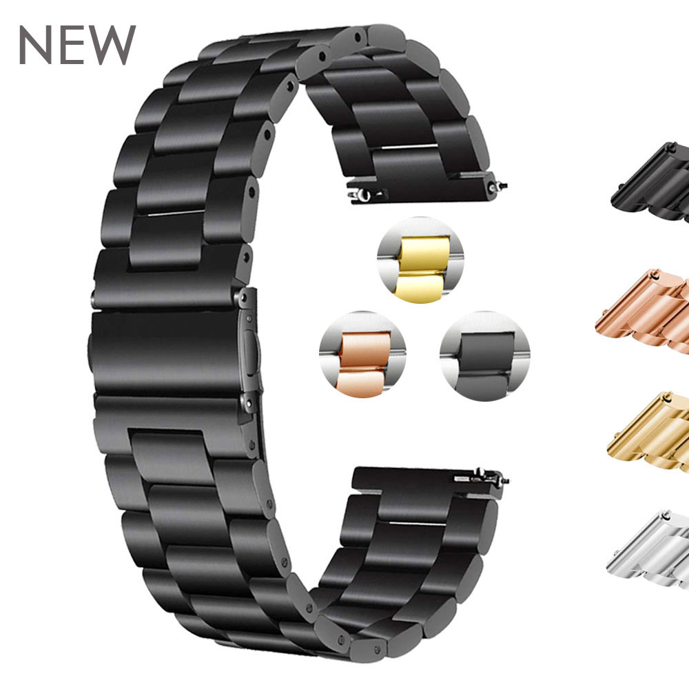 Universal Strap for Huawei Samsung Galaxy Watch Metal Steel Strap Three Beads Stainless Steel Strap