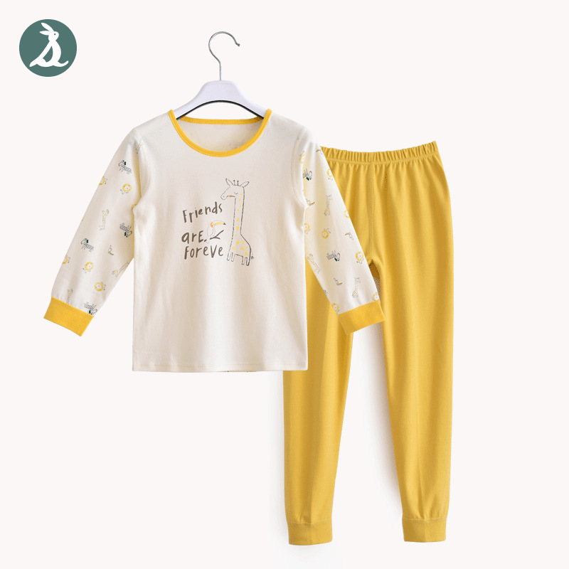 아동 가을 옷, 순면 어깨 오픈 단추 가정복, 가을 옷과 긴 바지 정장, 자유형 잠옷, 가디건, 바닥 셔츠