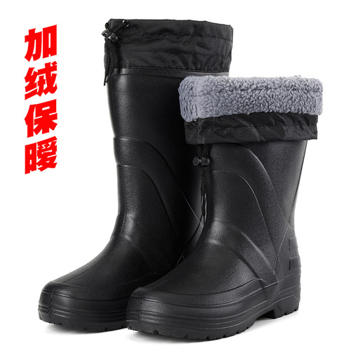 Ottosport Waterproof Insulated Men's Black EVA Rain Boots with Fleece Liner, 903 Model, Lightweight, 3-in-1, Rain Protection Work Boots