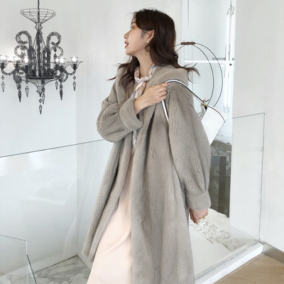 Manufactor wholesale Large overcoat Korean Edition fashion Mink hair Fur imitation have more cash than can be accounted for Hooded winter coat 2023