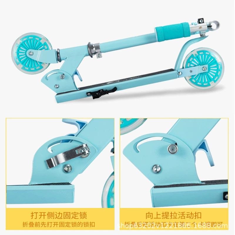 Children's metal scooter, folding walker pedalled