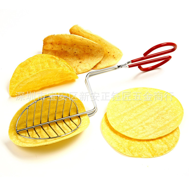 Pinza para tacos mexicana de acero inoxidable Zhengyujiang, herramienta de moldeado en forma de V de cuero, NorproTacostudio Food
