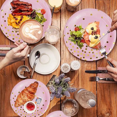 Amazon Pink Foil Round Dot Birthday Party Set Festival Wedding Celebration Supplies Paper Cups Paper Plates Paper Towels Balloons