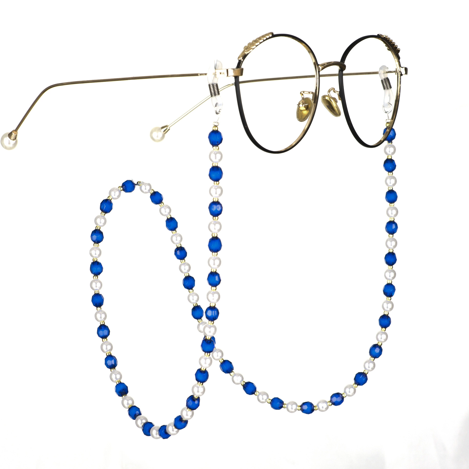 Eyeglass Chain, Pearl-Style Beads with Multicolour Chain Strap, 22 cm