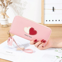 热卖小清新新款女士手拿钱包女长款软皮夹爱心韩版学生大容量外贸