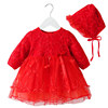 Children's autumn dress for princess, red clothing, skirt girl's, long sleeve, special occasion clothing
