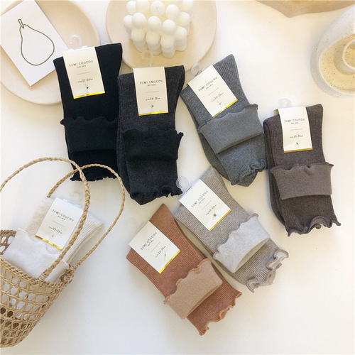  Autumn/Winter Warm Fleece Snow Socks for Women, Thick Cotton Feel Crew Socks, Christmas Socks, Japanese Plain Color Pile Socks