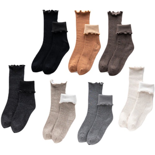  Autumn/Winter Warm Fleece Snow Socks for Women, Thick Cotton Feel Crew Socks, Christmas Socks, Japanese Plain Color Pile Socks