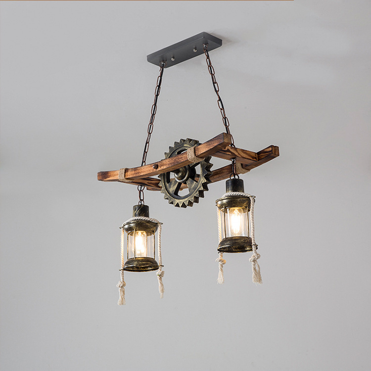 American Country Creative Retro led Industrial Style Cafe Bar Restaurant Old Creative Wood Art Chandelier