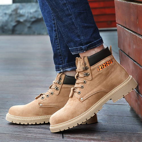 High-top labor protection shoes for men, anti-smash, anti-puncture, steel toe, wear-resistant, non-slip, comfortable, lightweight safety protective boots cross-border