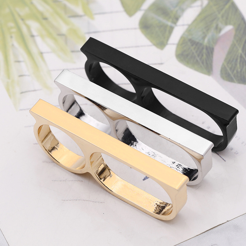 Transfronterizo Temu nuevo estilo personalizado estilo retro punk exagerado doble anillo de dedo pulsera de Venta caliente de Europa y América