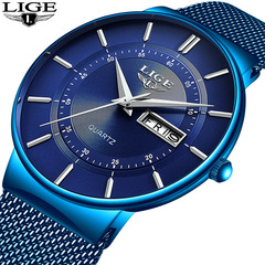 LIGE mesh strap new men's watch