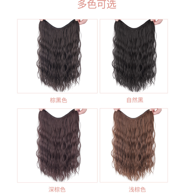 Peluca larga y rizada para mujer, ondas grandes, peluca de una pieza en forma de V, extensión de cabello sin costuras estilo celebridad de internet, venta directa del fabricante, ligeramente rizada.