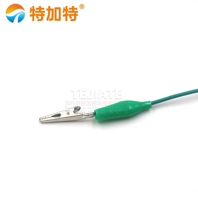 Two‑headed crocodile clip test leads, 10 pcs, medium clips, 5 colors, 50 cm
