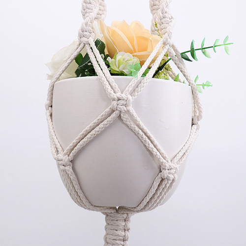 diy Nordic style decoration hand-woven cotton rope decoration sling hanging hanging basket flower pot net pocket wall decoration