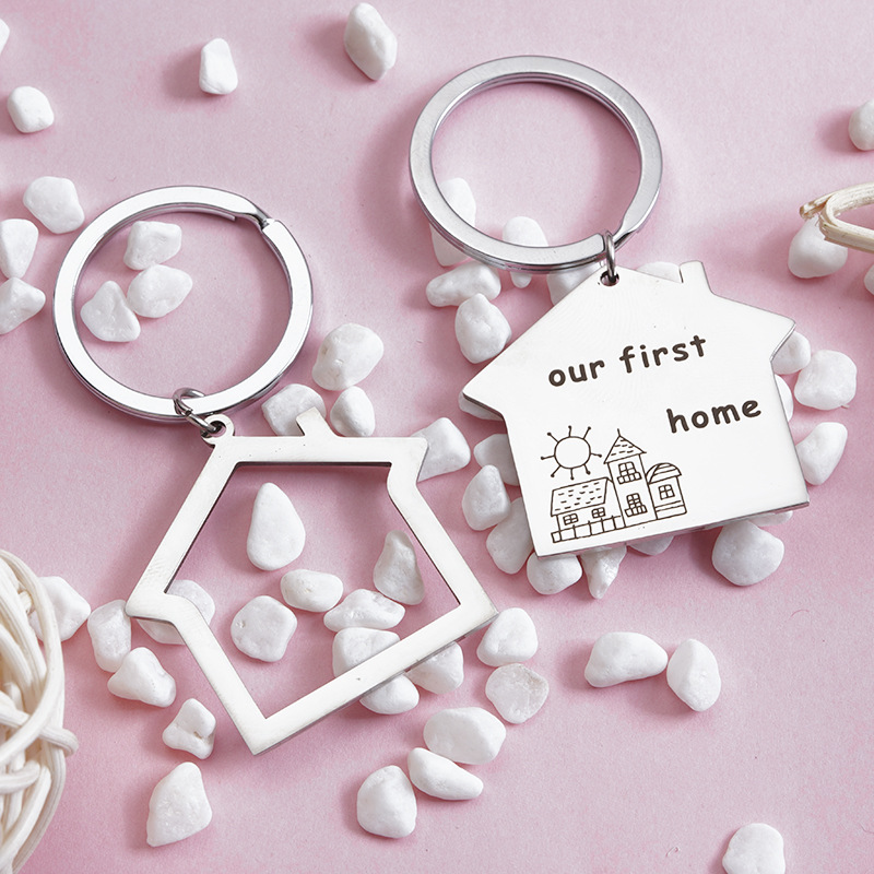 Stainless steel house key chain personalized creative lettering gift real estate gift stainless steel customizable LOGO