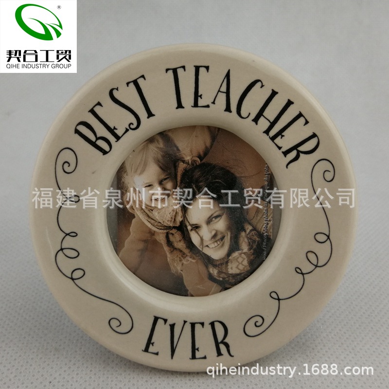 Forma de dibujos animados marco de fotos de cerámica de bricolaje animal 3D en forma de corazón blanco blanco exportación manual de exportación