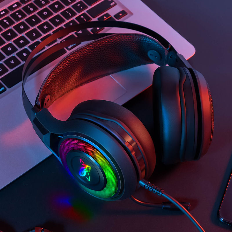 Cross-border Desktop Computer 7.1 Headset Gaming Metal RGB Headset LOL Headset Subwoofer E-sports Headset