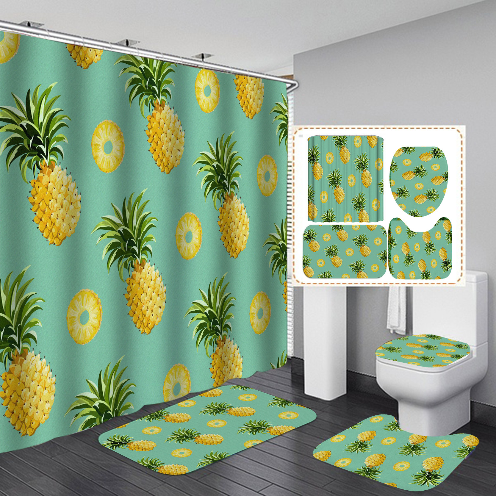 Amazon transfronteriza Venta caliente Impresión digital Baño serie de frutas Cortina de ducha Cortina de suministro directo de fábrica al por mayor